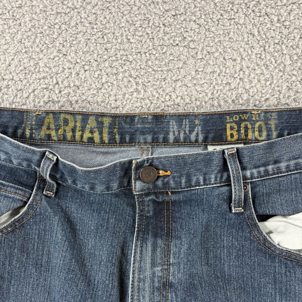 Ariat Jeans Mens 40x30 Blue M4 Low Rise Boot Whiskered Western Rodeo Ranchwear - Picture 2 of 4